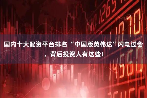 国内十大配资平台排名 “中国版英伟达”闪电过会，背后投资人有这些！