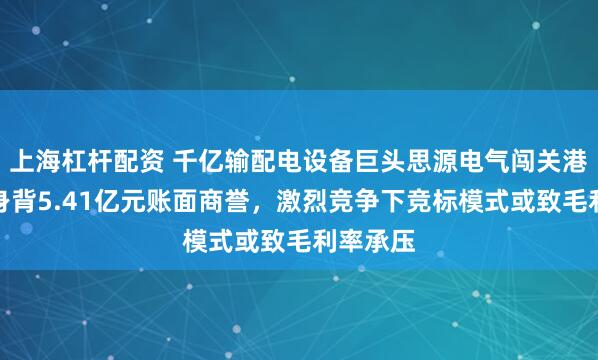 上海杠杆配资 千亿输配电设备巨头思源电气闯关港交所：身背5.41亿元账面商誉，激烈竞争下竞标模式或致毛利率承压